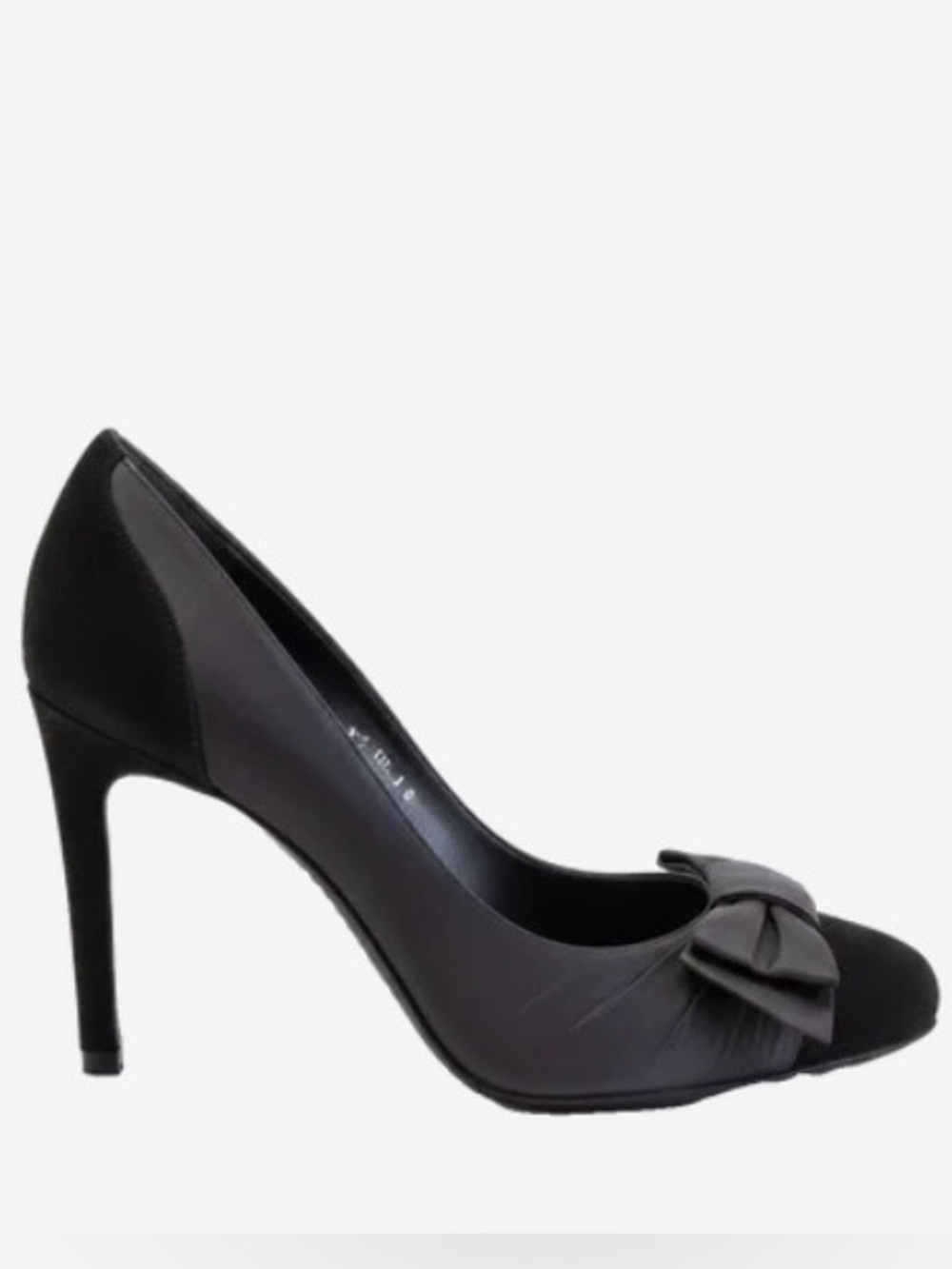 🛍️ CHANEL Authentic Black & Gray Satin & Suede Heels